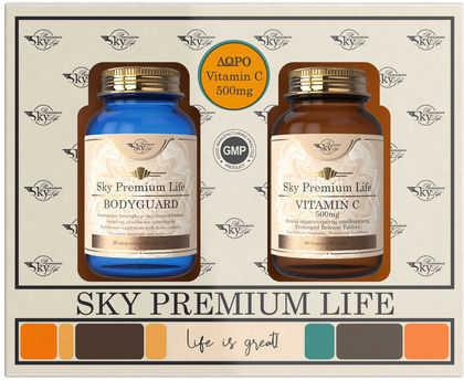 Sky Premium Life Bodyguard & Vitamin C 500mg Βιταμίνη 60 ταμπλέτες & Vitamin C 500mg 60 ταμπλέτες για Ενίσχυση του Ανοσοποιητικού, τo Δέρμα & Αντιοξειδωτική δράση 1500mg