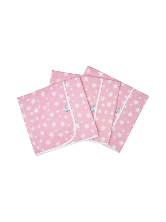 Bunny Bebe Αστεράκια Flanell-Swaddle-Tücher in Rosa Farbe 80x80cm. 3Stück