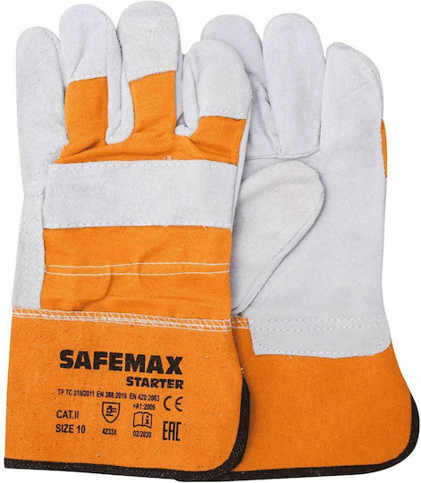 Safety Glofe Leather-Cotton Orange