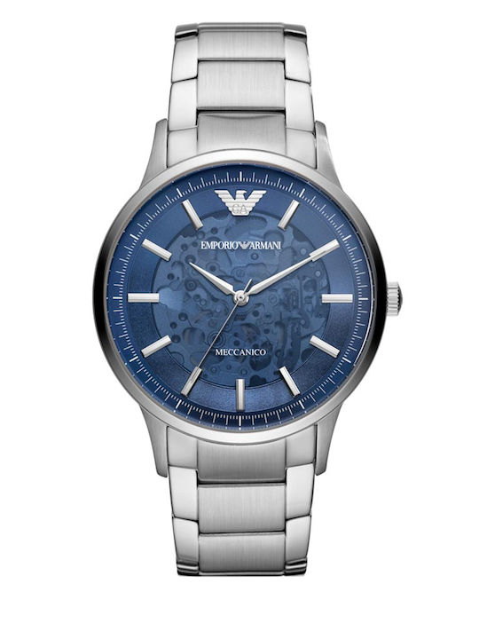 Emporio Armani Meccanico Ανδρικό Ρολόι 43mm Μπαταρίας Ασημί