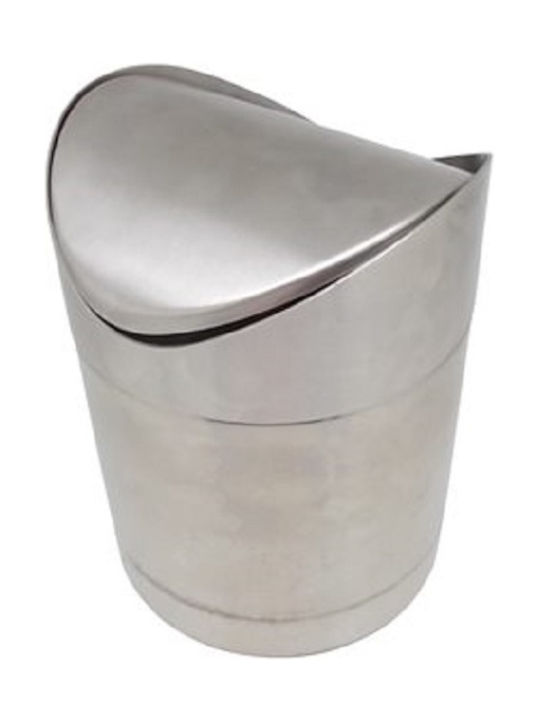 Ready Waste Bin Made of Inox Silver 11.7x11.7x16cm