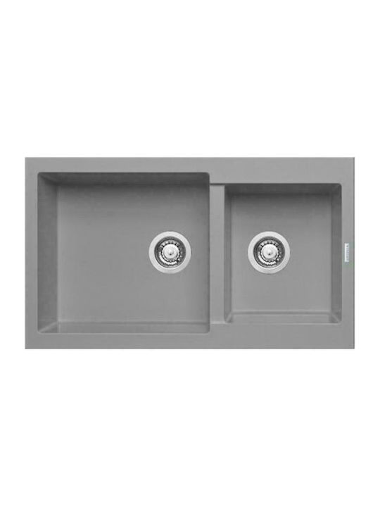 Pyramis Alazia 070183411 Drop-In Spüle Links aus Verbundgranulat B96xT50cm Industrial Grey