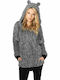 Long Women's Cardigan with Zipper Black/White
