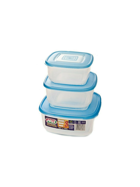 Lunch Box Plastic Blue 3pcs