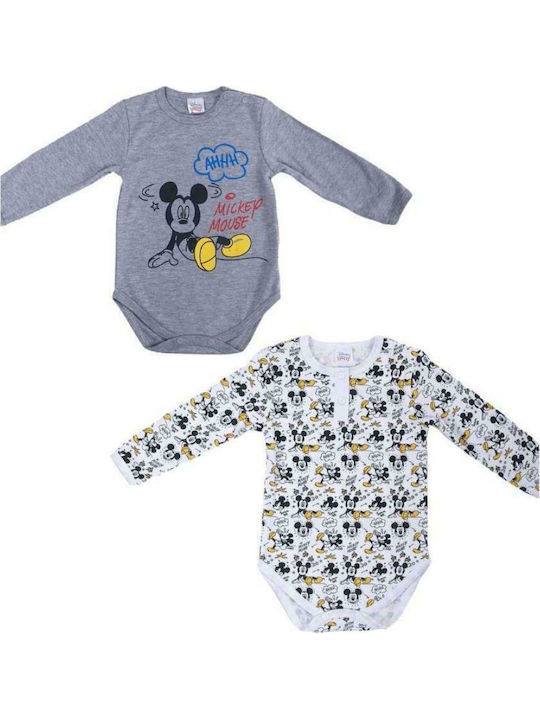 Disney Mickey Σετ Κορμάκια Γκρι 2τμχ