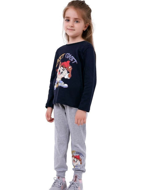 Warner Bros Kinder Schlafanzug Winterlich Baumwoll Marineblau
