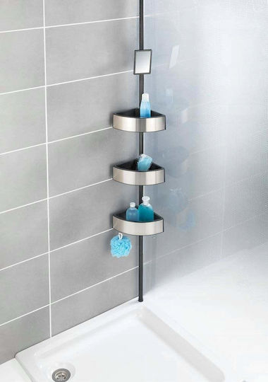 Wenko Premium Large Corner Wall Mounted Bathroom Shelf Metallic with 3 Shelves 27.5x20x260cm