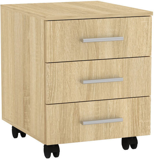 Luke Office Storage Chipboard Drawer with Wheels & 3 Drawers Sonoma L40xW48.5xH53.5cm