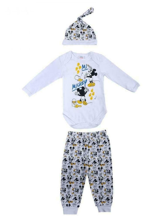 Disney Set Body pentru Bebeluși Mânecă lungă cu Pantaloni Alb