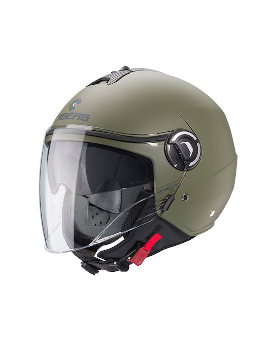 Caberg Riviera V4 Green Matt Military Κράνος Μηχανής Jet με Sunvisor