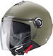 Caberg Riviera V4 Green Matt Military Κράνος Μηχανής Jet με Sunvisor