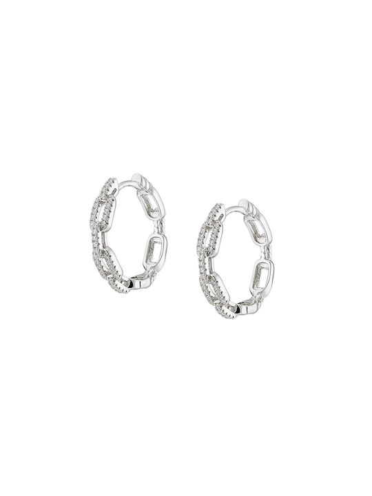 Oxzen Earrings Hoops made of Silver with Stones