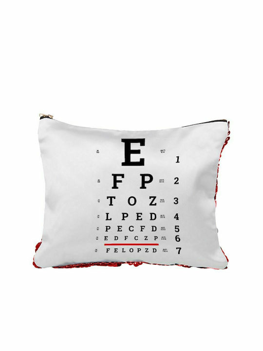 EYE test chart, Τσαντάκι νεσεσέρ με πούλιες (Sequin) Κόκκινο