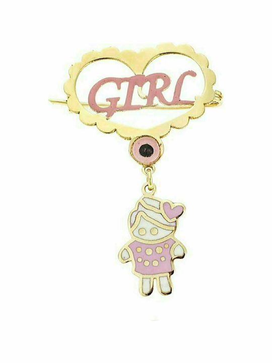 Paraxenies Child Safety Pin made of Gold 9K for Girl
