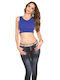 Fashion Style Women's Summer Crop Top Sleeveless Blue