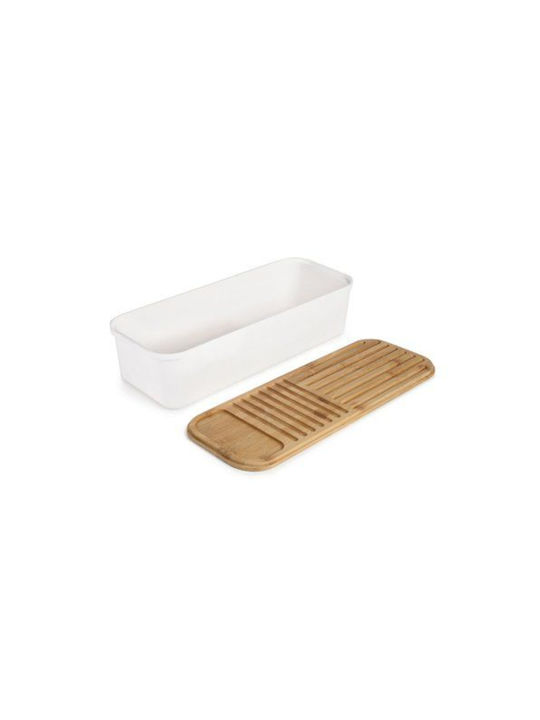 Ibili Ψωμιέρα με Καπάκι από Bamboo σε Λευκό Χρώμα 39.5x15cm