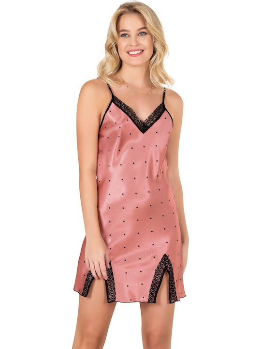 Moongirl Sommer Satin,σατεν Damen Nachthemd Rosa