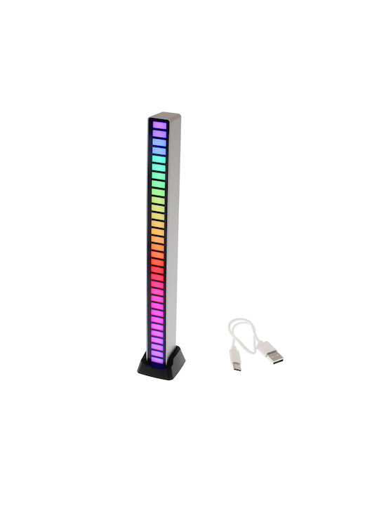 D08-RGB Decorativă Lampă cu Iluminare RGB LED Baterie Bară de lumină LED cu bază de recunoaștere vocală și variație de culoare, argintie