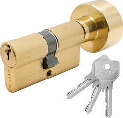 Cisa Lock Cylinder Security 60mm (30-30) with Knob and 3 Keys Gold