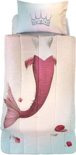 Saint Clair Mermaid Suede Σετ Παιδική Παπλωματοθήκη Μονή με Μαξιλαροθήκη Ροζ 160x220εκ.