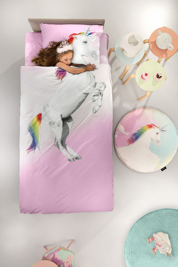 Saint Clair Kids Duvet Set Single with Pillowcase Ceros Suede Pink 160x220cm