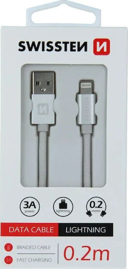 Swissten Geflochten USB-A zu Lightning Kabel Schwarz 0.2m