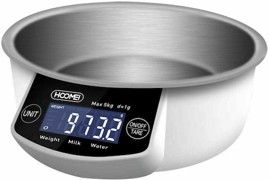 Hoomei Ψηφιακή Ζυγαριά Κουζίνας με Κάδο έως 5kg Λευκή