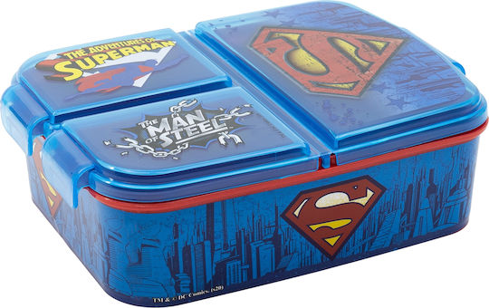 Stor Superman Plastik Kinder Lebensmittelbehälter Blau 19.5 x 16.5 x 6.7cm