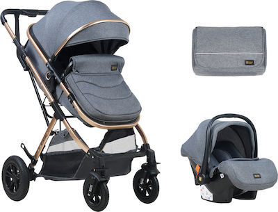 Kikka Boo Kaia 3 in 1 Verstellbar 3 in 1 Baby Kinderwagen Geeignet für Neugeborene Dark Grey 8.9kg