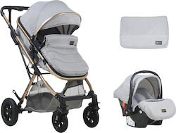 Kikka Boo Kaia 3 in 1 Adjustable 3 in 1 Baby Stroller Suitable for Newborn Light Grey 8.9kg