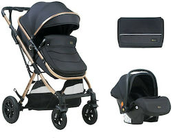 Kikka Boo Kaia 3 in 1 Adjustable 3 in 1 Baby Stroller Suitable for Newborn Black 8.9kg