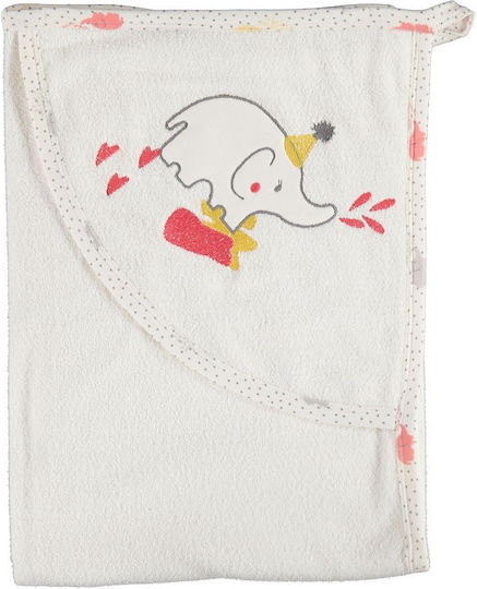Bi Baby Baby Bath Towel Hooded Elephant Magic Ecru 85x90cm