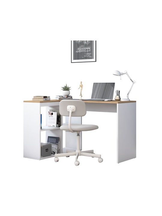Corner Desk with Bookshelf Sidney Walnut / White 120x50x75cm