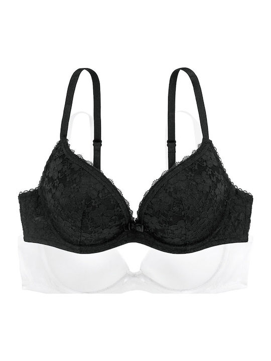 Sonia Plunge Plunge Bra without Padding Underwire Black/White