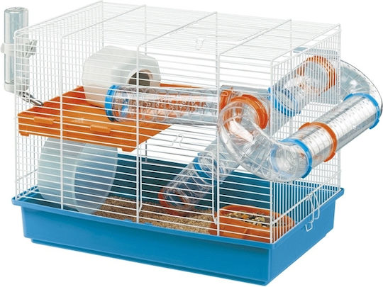 Ferplast Laura Rodent Cage Plastic Cage for Hamsters with Blue Tubes 46x29.5x37.5cm