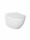 Creavit Free Rimless Wall-Mounted Toilet that Includes Slim Soft Close Cover Thermoplast and Bidet White