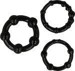 Dream Love 3 Silicone Rings Set for Penis & Testicles Black