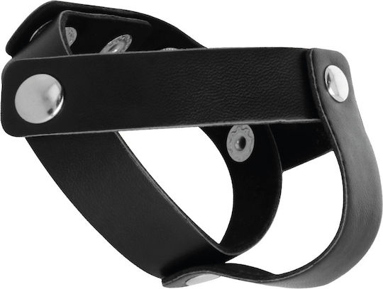 Darkness Leather Penis & Testicles Strap H-Piece Divide Black