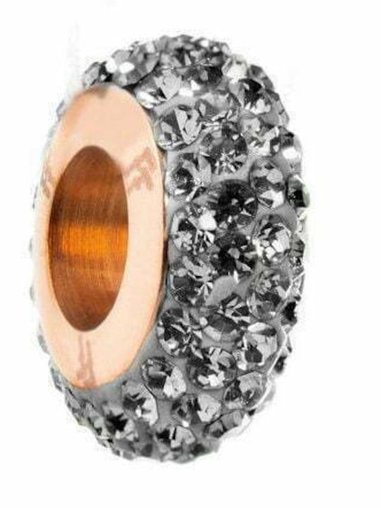 Folli Follie Charm Cu Pietre Din Argint Placat Cu Aur Roz Negru