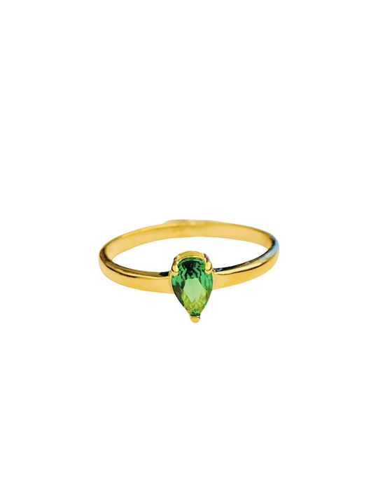 Χρυσό Κ9 δαχτυλίδι με Green Zircon