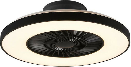 Trio Lighting Halmstad Πλαφονιέρα 59cm με Φως Μαύρη
