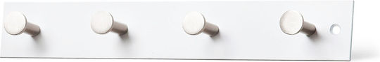Grekon 404 Metal White 4-Hook Wall Hanger 30x4cm
