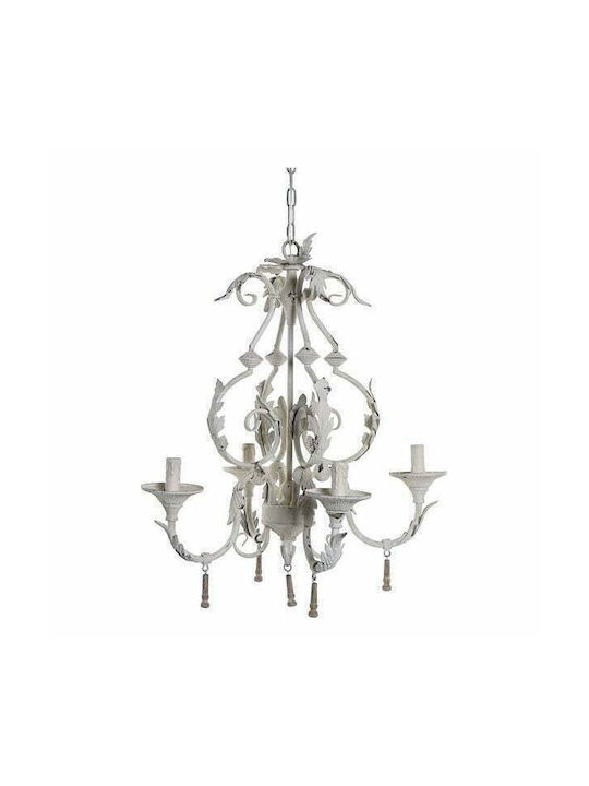 DKD Home Decor Candelabru 4xE14 Ø45cm cu Lumânări Alb S3009204