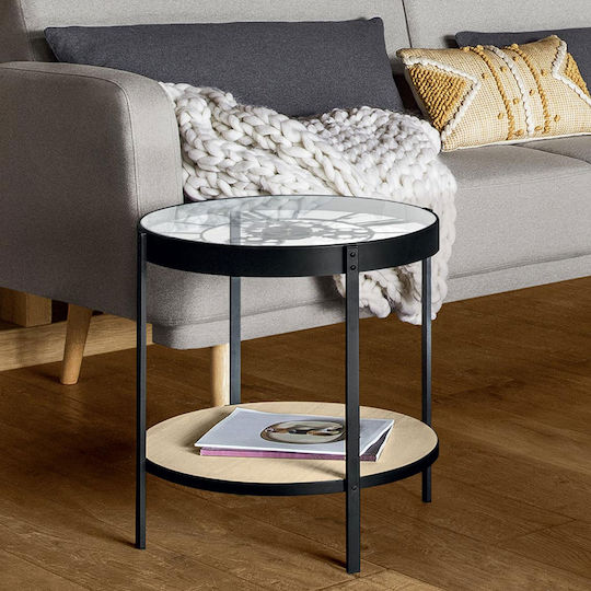 Round Side Table A-s Meca Glass Black 51x51x49 cm