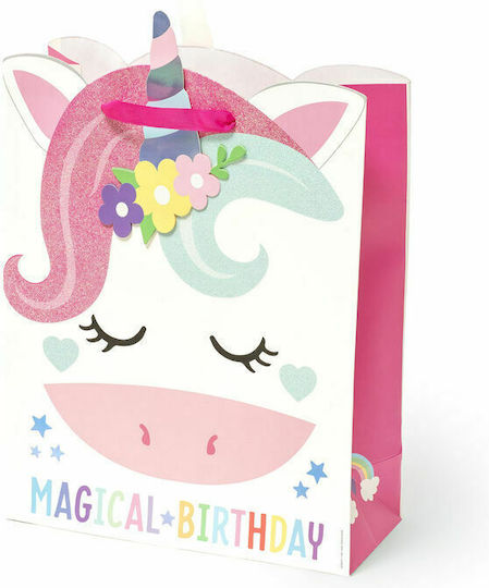 Legami Milano Unicorn Χάρτινη Τσάντα για Δώρο με Θέμα "Μονόκεροι" Ροζ 26.5x26.5εκ.