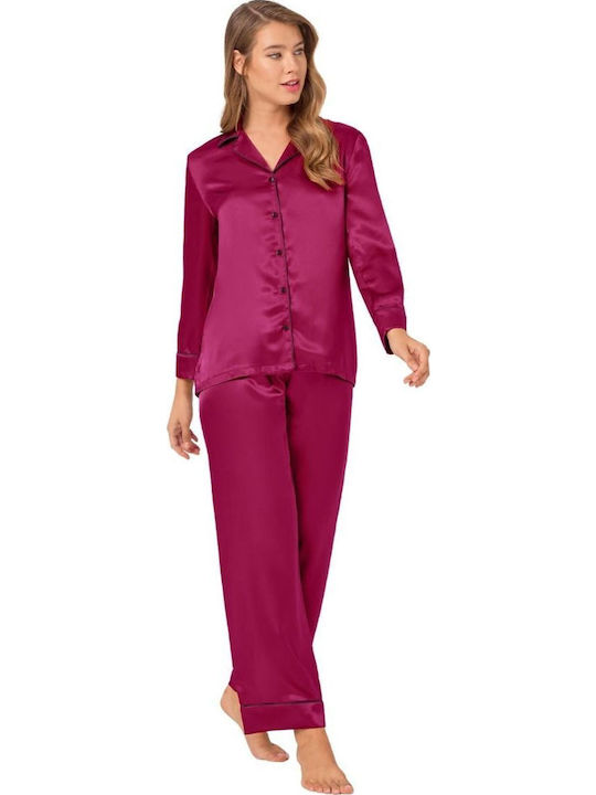 CottonHill Set Pijamale pentru Femei Burgundy Eliza