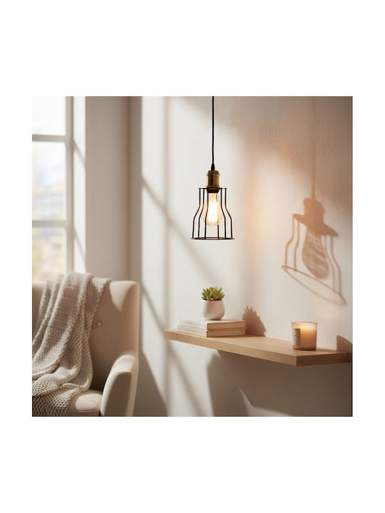 HB2014 Pendant Light Black with Socket E27 15x26cm