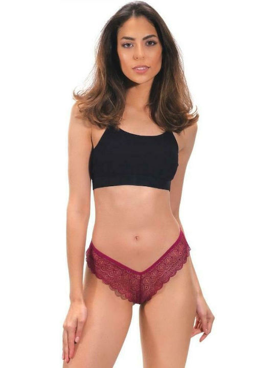 CottonHill Women's Brazil with Lace Burgundy