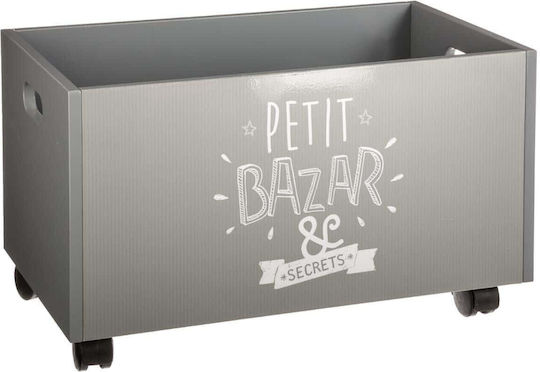 Atmosphera Kinder Aufbewahrungsbox aus Holz Roulettes Trunk Gray 48x28x28.5cm 1Stück