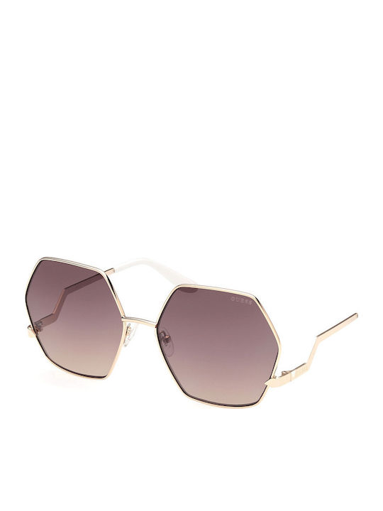 Guess Women's Sunglasses with Gold Metal Frame and Brown Gradient Lens